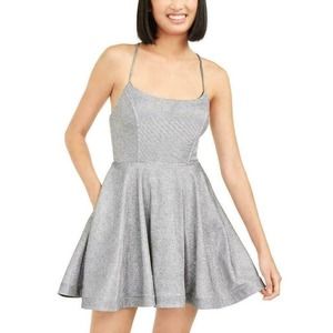 Speechless Juniors' Shimmer Lace Back Dress 5